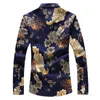 LIFENWENWENNA Heren Dagelijks Uitgaan Luxe Basic Plus Size Slim-shirt Floral Animal Print Spread Collar Navy Lange Mouw Lente Fall 210528