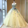 Strapless Ball Setwell Gown Quinceanera Dresses Sleeveless 3D Flowers Floor Length Prom Party Gowns S