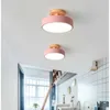 Taklampor Macaron Trä LED Ljus Modern Rund Metalllampa För Hem Sovrum Korridor Badrum Loft Inredning Belysningsarmaturer