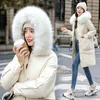 Long Parkas for Women Fashion Korean Style Clothing Black Winter Jackets with Big Fur 210709