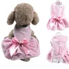 Vêtements de chien rose bandes bleues robes de bal pour princesse fille robe de soirée vêtements d'été avec grand arc sweat à capuche tutu jupe bulle