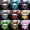 Hi-Tie 100% Silk Adult Men's Self Bow Tie Pocket Square Cufflinks Set Man Formal Wedding Party Accessories Luxury Bow Tie Set Y1229