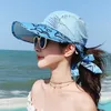 2021 kadın plaj yaz seyahat güneş kremi şapka seyahat tatil moda vahşi güneş şapkaları ile kutu