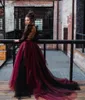 2022 Gothic Black and Mulberry Magic Ombre Skirt Abito da sposa Due pezzi Una linea Boho Beach Abiti da sposa Vintage Sexy Backless Pizzo Abiti da sposa a maniche lunghe