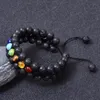 7 Chakra Strands Bracelet Naturel Lave Rock Pierre Perles Bracelets Trois couches Diffuseur D'huile Bracelet Femmes Hommes Yoga Bijoux Cadeau