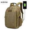 USB Tactical Backpack Vandring Militärväska Camping Ryggsäck Sport Ryggsäckar Resa Vandring Utomhusväskor Armémolle Bag XA987WA Q0721