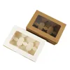 6 Grid Cupcake Boxen Weiß Braun Kraftpapier Tassen Kuchen Verpackungsbox mit Fenster Partei Weihnachten Lebensmittel Küche Zubehör