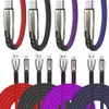 Quick Charger cables 3A Flat Fabric Metal Alloy USB-C Type c Micro USB Cable For Samsung S8 S10 S20 S21 htc huawei Android phone pc 1m 3ft