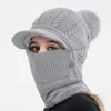 Bonnets d'oreille tricotés pour femmes d'hiver bavoir européen et américain en laine tout-en-un chapeau chaud masques de cyclisme