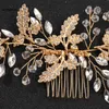 Hair Clips & Barrettes Women Side Combs Leaves Shaped Glass Bridal Glittery Alloy Accessories For Bride Wedding SL
