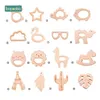 Bopoobo 10pc Wooden Teether Animal Pendant Baby Toys For Born Play Gym Accessories Diy Tiny Rod Beech Wood Teethers 211106