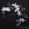 Wedding Hair Jewelry Trendy Gold Flower Pearl Headband Bridal Headpiece Handmade Hairband Women Aessories Drop Delivery 2021 0Hnfo