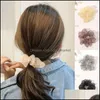 Hair Rubber Bands Jewelry Fashion Shiny Gauze Scrunchies Ring Yarn Large Intestine Elastic Band Mesh Headwear Aessories Drop Delivery 2021 I