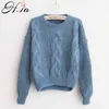 H.SA Women Winter Pullover and Sweaters Oneck Twisted Women Sweater Pull Femme Sweter Mujer Short Femninino winter sweater 210806
