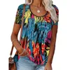 Summer Clothes for Women Ladies Tie Dye Print Shirt O-neck Short Sleeve Loose Shirts Y2k Casual Oversized ops 210623