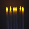 50pcs Led battery operated flickering flameless Ivory taper candle lamp candlestick Xmas wedding table Home Church decor 28cm(H) H0909