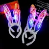 Party Supplies LED Light Flashing Fluffy Rabbit Ears Headband Sequins Headdress Bunny Ears Costume accessory Cosplay Woman Halloween Christmas SN6300