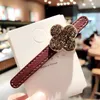 High Quality Leather Hairpin Four Leave Clover Hair Clips Barrettes Crystal Clip INS Personality High-end PU Leather Hairs Jewelry Artifact Headdress Accessories