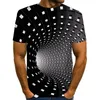 2021 T-shirt da uomo Fishion Manica corta Casual Vortex Stampa 3D Tee Tempo libero Larghezza Top Big Size Primavera ed estate