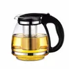 1500ml Heat-resistant glass tea pot kettle with 304 stainless steel infuser pots for party heated container brewing 210621