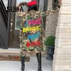 Femmes À Manches Longues Camo Imprimé Trench-Coat Automne Hiver Coupe-Vent Vestes Vente High Street Mode Vêtements 210525