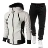 Höst Vinter Tracksuit män passar casual hoodies varm zip up sweatshirts två stycken set jacka + byxor manlig outfit plus storlek s-4xl 211230