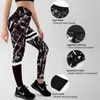 Ins Styles Stripe Printed Leggings Fashion Womens for Leggins Slim Stretch Trouser Black &White Texture Pants 211108