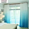 リビングルームの寝室の窓のためのグラデーションカーテンチュールシアーカーテンと遮光カーテン装飾パネルの生地ドレープ210712