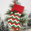 Juldekorationer Sticka julstrumpor Reindeer Snowflake Stripe Candy Socks Bag Barn Presentkassar W-01003