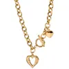 Colar de pingente de jóias de ouro clavícula corrente de aço inoxidável amor coração dourado prata gargantilhas link feminino menina ajustável bracele239f