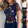 floral corta top bordado