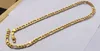 Solid Stamep 585 Hallmarked Yellow Fine 18K Gold GF Figaro Chain Link Halsbandlängder 8mm italienska 24 tum1109650