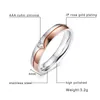 Anéis de cluster Curva de cor de ouro rosa Casamento de pedra CZ para mulheres Acessórios de bandas polidas altas EUA Tamanho dos EUA