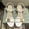 Designer Dames Sandalen Metallic Fijn Getextureerde Laag Leren Halfhoge Hak Slippers