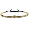 Bedelarmbanden Kubus Armband Mannen 2021 Mode Gouden Kleur Pave CZ Touw Kraal Voor Sieraden Gift Pulsera Hombre6575266