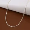 Chains 40cm-60cm Thin Real 925 Sterling Silver Fine Box Necklace Women's Girls Children's 16-24 Inch Jewelry Lovely Gift