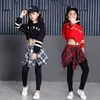 Children's Sports Suits Cotton Clothing Korean Fashion Hip Hop Streetwear Teenage Girls Hoodies Sweatshirt + Plaid Skirt-pants 210622