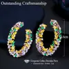 Luksusowy Unikalny projektant Multicolor Cubic Cyrkonia Big Round Drop Kolczyki Moda Czeski Femme Jewelry CZ694 210714