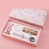 Retro Kleurrijke Kaarsen Afdichting Wax Kit Houten Handvat Stempel Inkt Set Fire Paint Sear Sets Creative Gift 200 Seal Patronen om uit te kiezen