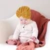 Ins nya 5 färger mode baby beanie cap med båge knut hår tillbehör solid färg nyfödd hatt 17x16cm / 24,4g