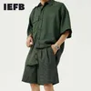 IEFB Ropa para hombres Traje causal de verano Tendencia para hombres Camisa de manga corta con solapa a cuadros + Pantalones cortos de traje Moda Dos piezas 9Y7437 210524