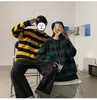 Pulls pour hommes 2022 Pulls surdimensionnés Pull Jumper Mujer Hommes Automne Hiver O-Cou Coréen Casual Lâche Stripe Épais Tricoté