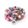 Perlenstränge 108 Mala Perlen Armbänder für Yoga Chakra Crack Naturstein Armband Halskette Schmuck Frauen Pulsera Fawn22