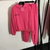 100% Baumwolle Solide Hoodies Sets Track Hosen Frauen Mit Kapuze Sweatshirts Weibliche Pullover Zwei Stücke Anzüge 210819