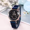 Wristwatches Starry Sky Watches For Women Stylish Ladies Gold Bracelet Stainless Mesh Magnetic Buckle Quartz Wristwatch