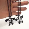 One Pair Black Double Hatchet Pendant ICP Twiztid Elopement Music Charm Women Men Rolo Chain Necklace 4mm 24 inch