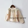 Höst och vinter Girls 'Hollow Stickad Lace Sweater Varma Barnens All-Match Base Baby Girl 210515