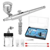 Professional Airbrush Set for Model Making Art Painting with G1/8 Adapter Wrentch 2 Fluid Cups 2Needles 2 Nozzles Airbrush Kit 210719