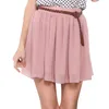 Casual Sommer Chiffon Kurzen Rock Frauen Hohe Taille Große Schaukel Falten Röcke Femme Preppy Stil Eine Linie Vintage Damen Röcke 210507