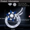 Brillante grüne und blaue Zirkonia gepflastert, große, schöne Blumenbroschen für Damen, Schmuck mit Perle BH005 210714320M3398355